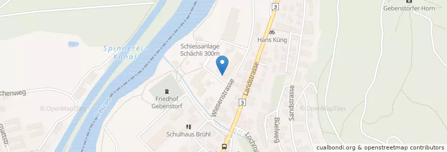 Mapa de ubicacion de Betreibungsamt Wasserschloss en Schweiz/Suisse/Svizzera/Svizra, Aargau, Bezirk Baden, Gebenstorf.
