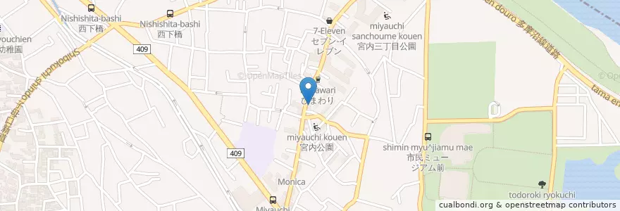 Mapa de ubicacion de 宮内公民館 en 日本, 神奈川県, 川崎市, 中原区.