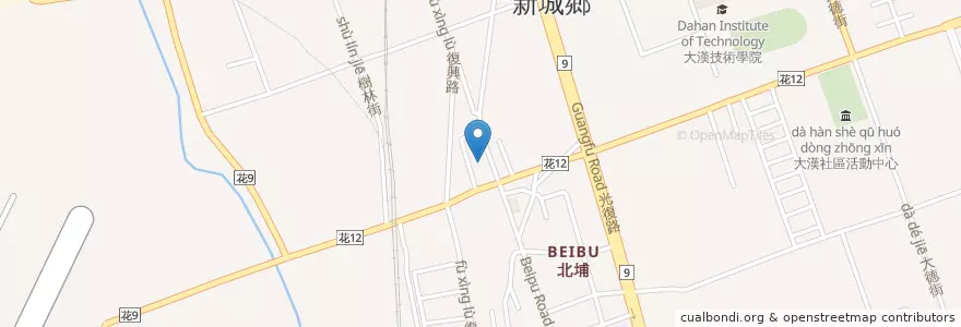 Mapa de ubicacion de 阿力廣東粥 en تایوان, 臺灣省, هوالاین, 新城鄉.