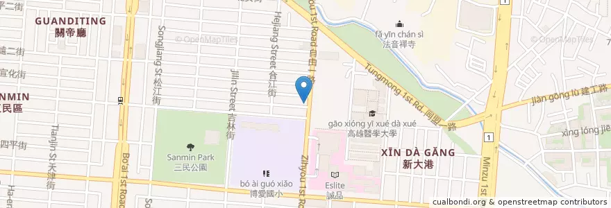 Mapa de ubicacion de 自由路停車場 en 타이완, 가오슝시, 싼민구.