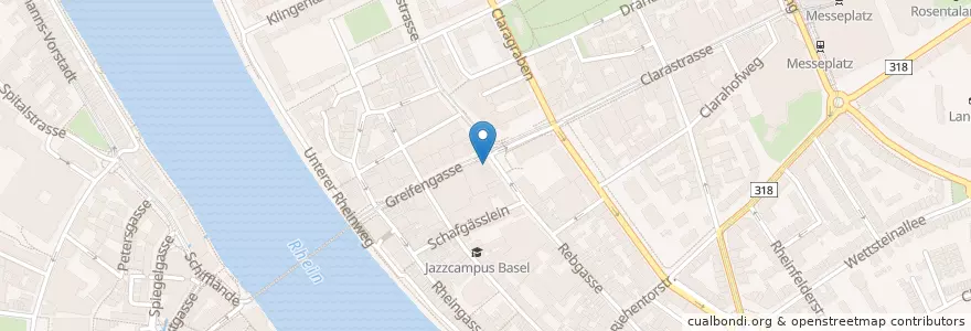 Mapa de ubicacion de Starbucks Claraplatz en Schweiz/Suisse/Svizzera/Svizra, Basel-Stadt, Basel.