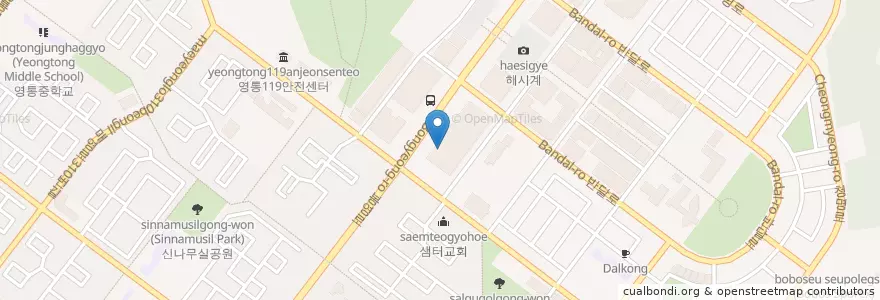 Mapa de ubicacion de 일란 떡볶이 en 대한민국, 경기도, 수원시, 영통구.