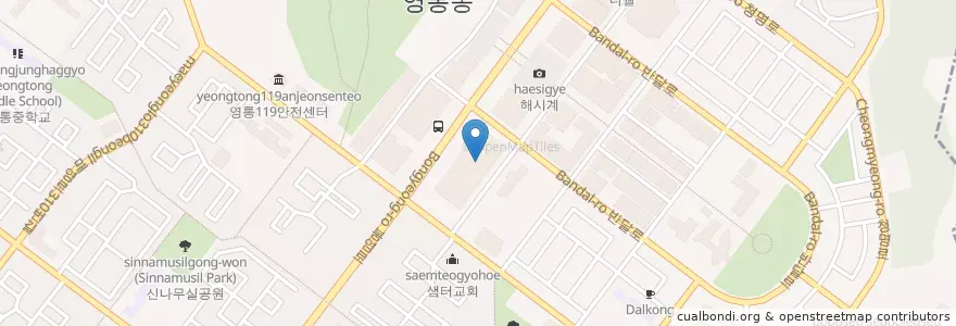 Mapa de ubicacion de 푸드코트 en Coreia Do Sul, Gyeonggi, 수원시, 영통구.
