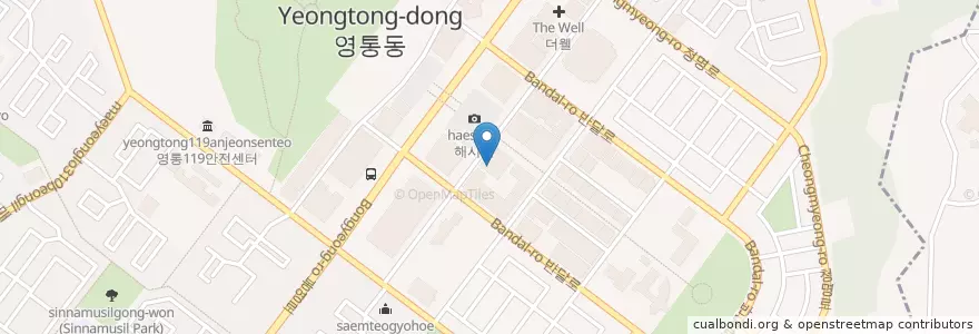 Mapa de ubicacion de 천일문라이브러리 수원영통점 en Güney Kore, 경기도, 수원시, 영통구.