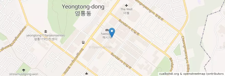 Mapa de ubicacion de 와삭통통 en Corée Du Sud, Gyeonggi, 수원시, 영통구.