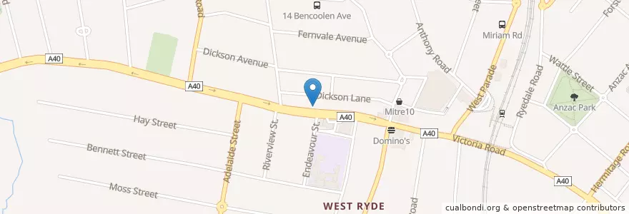 Mapa de ubicacion de Pizza Hut en Australia, New South Wales, Sydney, Council Of The City Of Ryde.