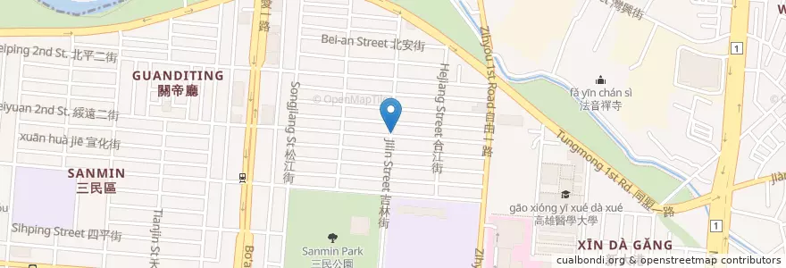 Mapa de ubicacion de 千香漢堡 en Tayvan, Kaohsiung, 三民區.