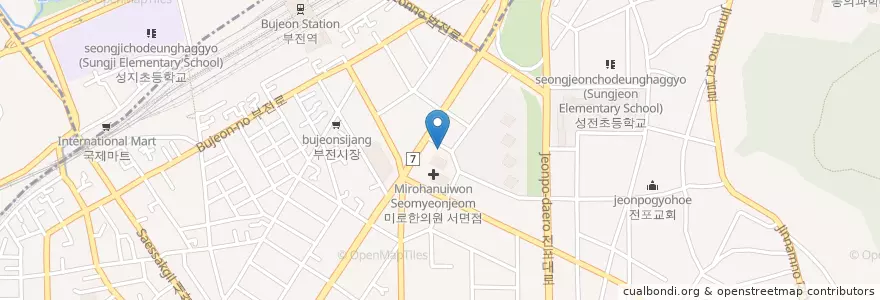 Mapa de ubicacion de pc holic en Coreia Do Sul, Busan, 부산진구, 전포동, 부전동.