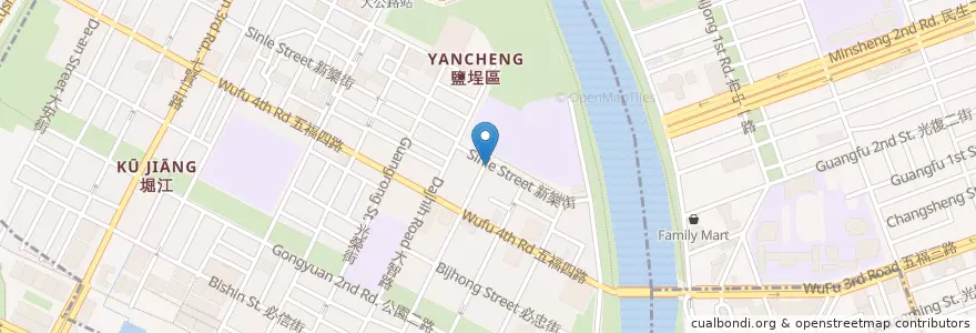 Mapa de ubicacion de 田記豆漿 en 타이완, 가오슝시, 옌청구.