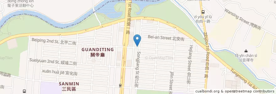 Mapa de ubicacion de 五分鐘找餐 en 타이완, 가오슝시, 싼민구.