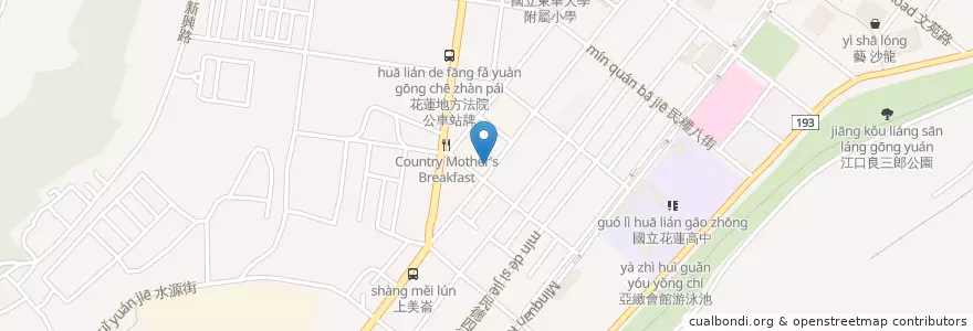 Mapa de ubicacion de 雞湯米粉 en Taiwan, 臺灣省, 花蓮縣, 花蓮市.