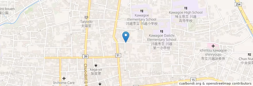 Mapa de ubicacion de 川越キリスト教会 en Japan, Saitama Prefecture, Kawagoe.