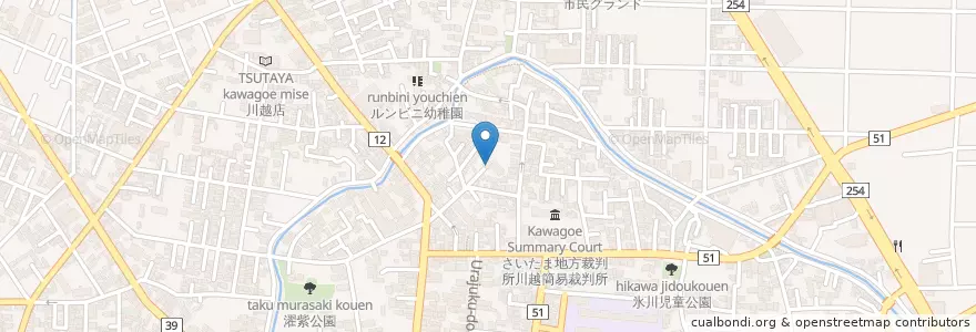 Mapa de ubicacion de 東明寺 en 일본, 사이타마현, 川越市.