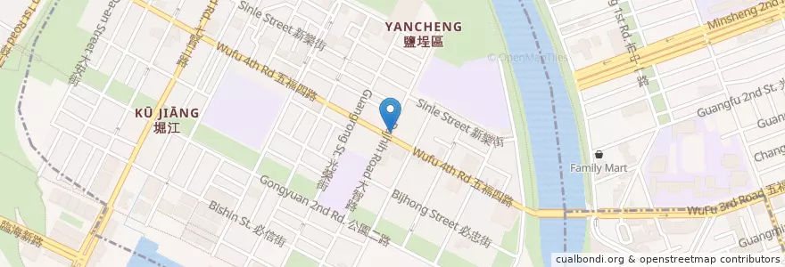 Mapa de ubicacion de 茶工業 en Taiwan, Kaohsiung, 鹽埕區.