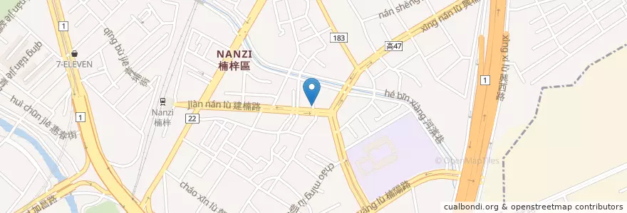 Mapa de ubicacion de 四目複合式餐館 en Taiwan, Kaohsiung, 楠梓區.