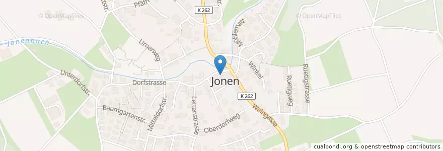 Mapa de ubicacion de Post Jonen (Agentur im Volg) en Schweiz/Suisse/Svizzera/Svizra, Aargau, Bezirk Bremgarten, Jonen.
