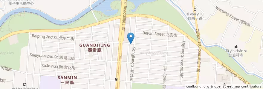 Mapa de ubicacion de 劉台南𩵚魠魚焿 en Taiwán, Kaohsiung, 三民區.