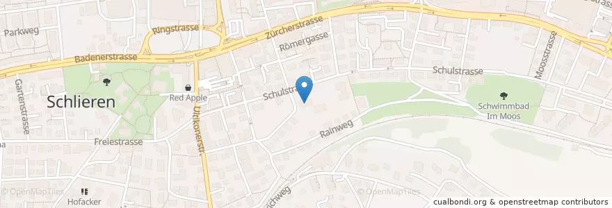 Mapa de ubicacion de Schulhaus Grabenstrasse en İsviçre, Zürih, Bezirk Dietikon, Schlieren.