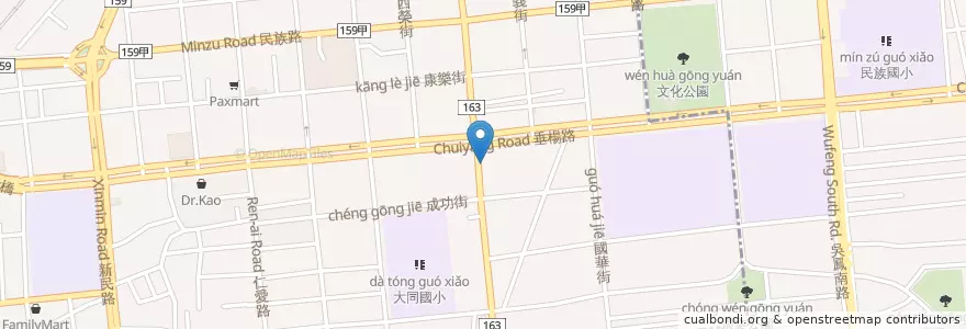 Mapa de ubicacion de 嘉義市警察局婦幼隊 en 台湾, 台湾省, 嘉義市, 嘉義県.