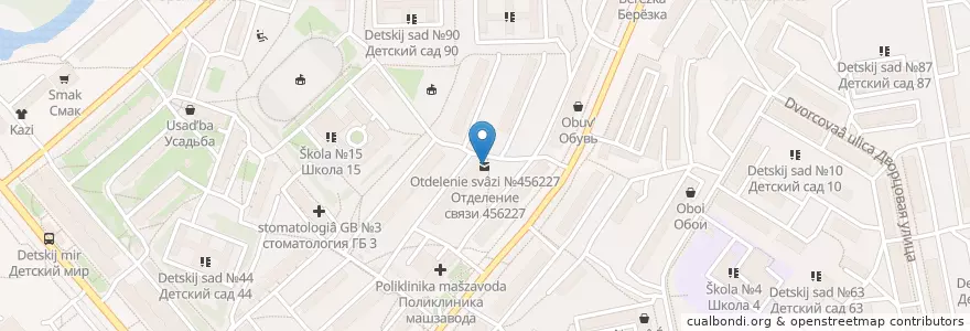 Mapa de ubicacion de Отделение связи №456227 en Russland, Föderationskreis Ural, Oblast Tscheljabinsk, Златоустовский Городской Округ.