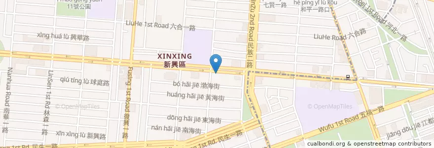 Mapa de ubicacion de 美樂帝美語 en 台湾, 高雄市, 新興区, 苓雅区.