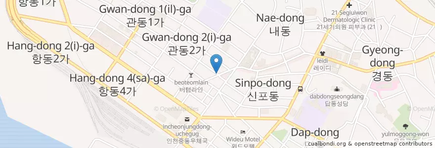 Mapa de ubicacion de Di Thang en Corea Del Sur, Incheon, 중구, 관동3가.
