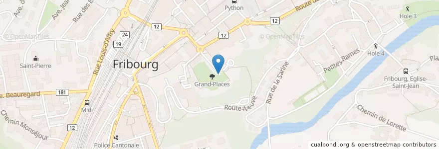 Mapa de ubicacion de Parking des Grand-Places (Manor) en Suisse, Fribourg, District De La Sarine, Fribourg.
