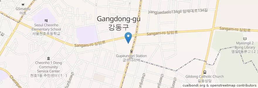 Mapa de ubicacion de CGV en 대한민국, 서울, 강동구, 명일동.