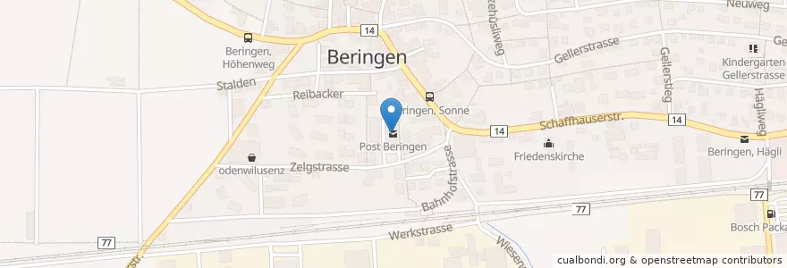Mapa de ubicacion de Polizeistation Klettgau en Schweiz/Suisse/Svizzera/Svizra, Schaffhausen, Beringen.