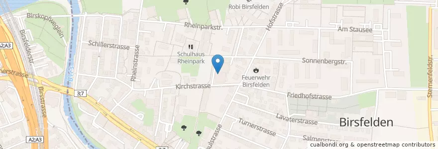 Mapa de ubicacion de Amavita Birsfelden en Switzerland, Bezirk Arlesheim, Basel, Birsfelden.