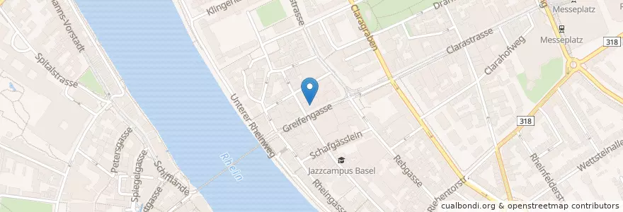 Mapa de ubicacion de Amavita Rheinbrücke en Schweiz/Suisse/Svizzera/Svizra, Basel-Stadt, Basel.