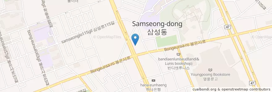 Mapa de ubicacion de 오발탄 en Coreia Do Sul, Seul, 강남구, 삼성동, 삼성1동.