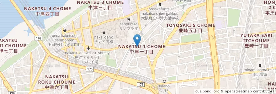 Mapa de ubicacion de うずまき伸介 en Japan, 大阪府, Osaka, 北区.
