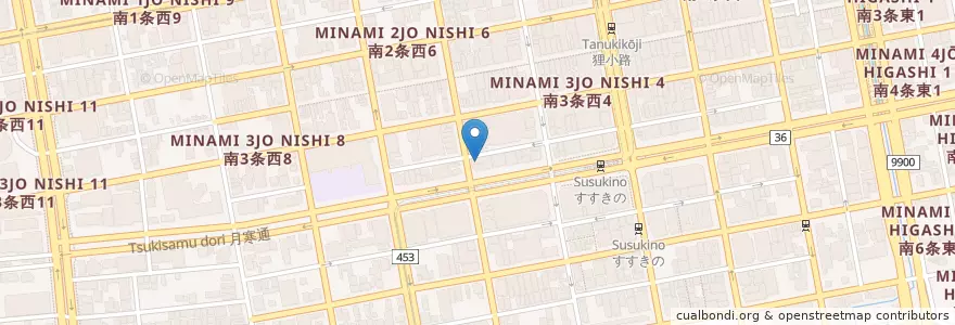 Mapa de ubicacion de 晩屋 すだち en Jepun, 北海道, 石狩振興局, 札幌市, 中央区.