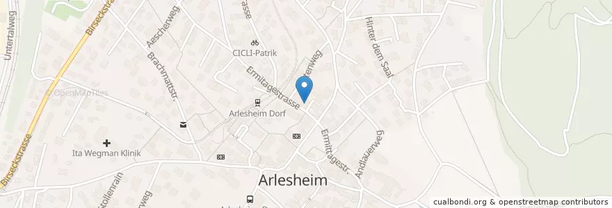 Mapa de ubicacion de Medbase Apotheke Arlesheim en Schweiz/Suisse/Svizzera/Svizra, Basel-Landschaft, Bezirk Arlesheim, Arlesheim.
