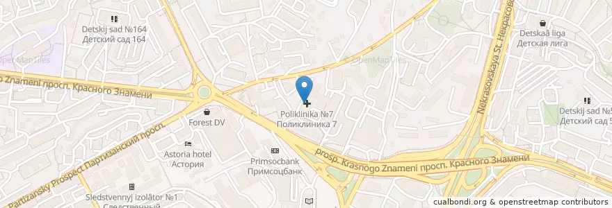 Mapa de ubicacion de Поликлиника №1 терапевтическое отделение en ロシア, 極東連邦管区, 沿海地方, ウラジオストク管区.