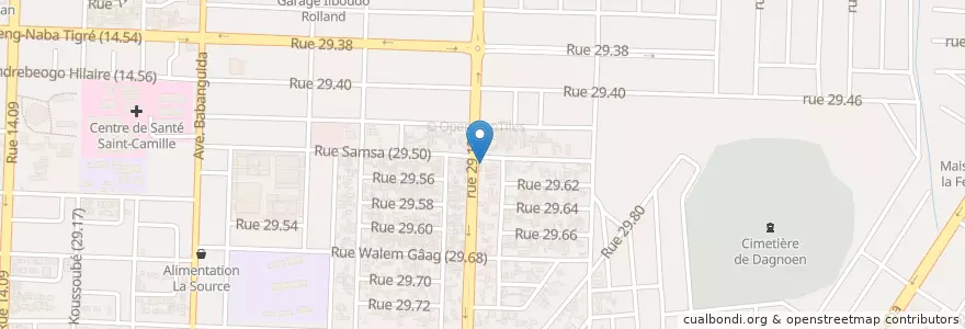 Mapa de ubicacion de OTAM en ブルキナファソ, Centre, Kadiogo, ワガドゥグー.