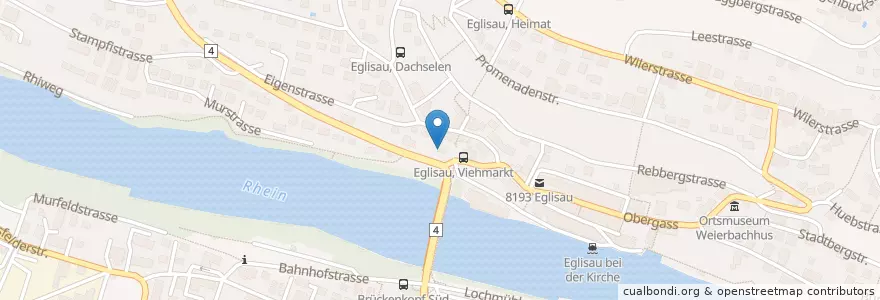 Mapa de ubicacion de TopPharm Sonnen Apotheke en Schweiz/Suisse/Svizzera/Svizra, Zürich, Bezirk Bülach, Eglisau.
