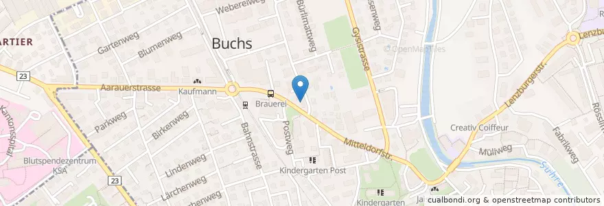 Mapa de ubicacion de TopPharm Apotheke & Drogerie Buchs en Switzerland, Aargau, Bezirk Aarau, Buchs.