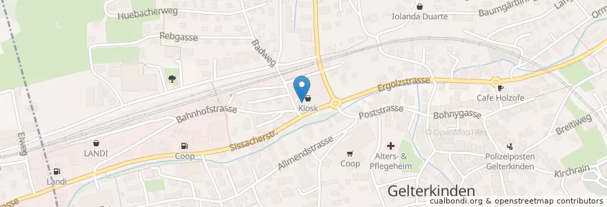 Mapa de ubicacion de TopPharm Center Apotheke en スイス, Basel-Landschaft, Bezirk Sissach, Gelterkinden.