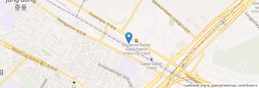Mapa de ubicacion de 다같이카페 en 韩国/南韓, 首尔, 麻浦區, 남가좌동, 남가좌1동.