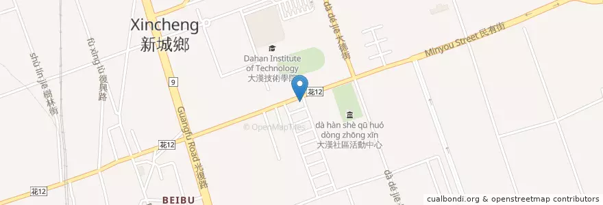 Mapa de ubicacion de 榕樹下早餐店 en Taiwan, Provincia Di Taiwan, Contea Di Hualien, Xincheng.