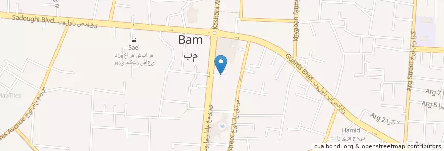 Mapa de ubicacion de دکتر یدالله پورطاهری en Iran, Kerman, شهرستان بم, بخش مرکزی شهرستان بم, بم.