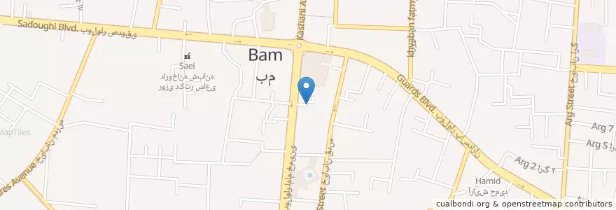 Mapa de ubicacion de مجتمع پزشکی مهر en إیران, محافظة كرمان, مقاطعة بم, بخش مرکزی شهرستان بم, بم.