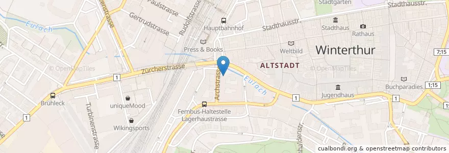 Mapa de ubicacion de Asiaway Restaurant en Schweiz/Suisse/Svizzera/Svizra, Zürich, Bezirk Winterthur, Winterthur.