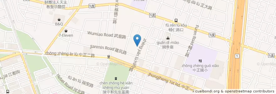 Mapa de ubicacion de 菩園素食麵館 en Taiwán, Kaohsiung, 苓雅區.