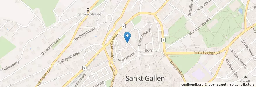 Mapa de ubicacion de Gallus Pub en Schweiz/Suisse/Svizzera/Svizra, Sankt Gallen, Wahlkreis St. Gallen, St. Gallen.