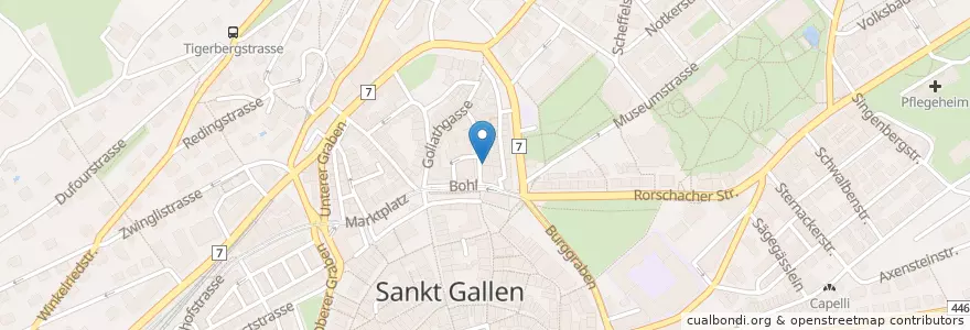 Mapa de ubicacion de Yak Momo en Suíça, Sankt Gallen, Wahlkreis St. Gallen, St. Gallen.
