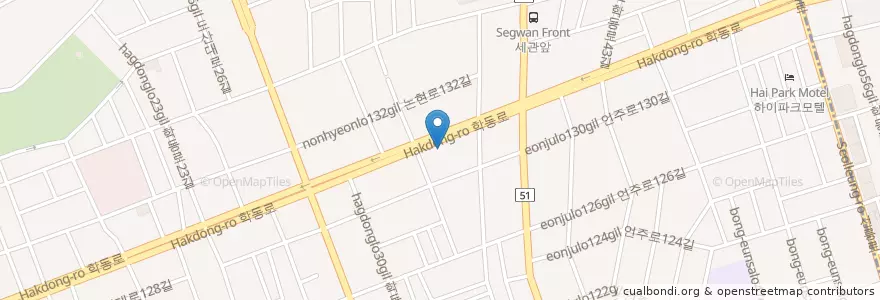 Mapa de ubicacion de 깐부치킨 학동역점 en Республика Корея, Сеул, 강남구, 논현동, 논현2동.