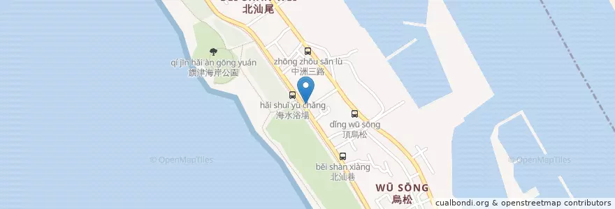 Mapa de ubicacion de 旗津第一家 en Taiwan, Kaohsiung, 旗津區.